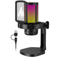 USB Gaming Microphone – RGB, Noise Cancelling, Mute & Gain Control for PC/PS5/Streaming