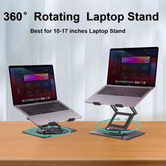 360° Rotating Adjustable Laptop & Tablet Stand – Foldable, Fits 10–17" Devices