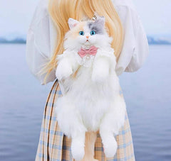 Calico Cat Backpack -Life like Plush Bag for Women & Kids