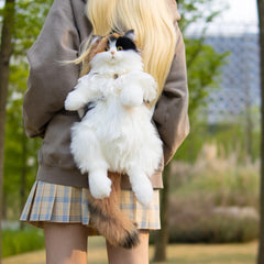 Calico Cat Backpack -Life like Plush Bag for Women & Kids