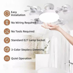 Foldable Ceiling Fan Light 60W Remote Contro 3-Color Dimming